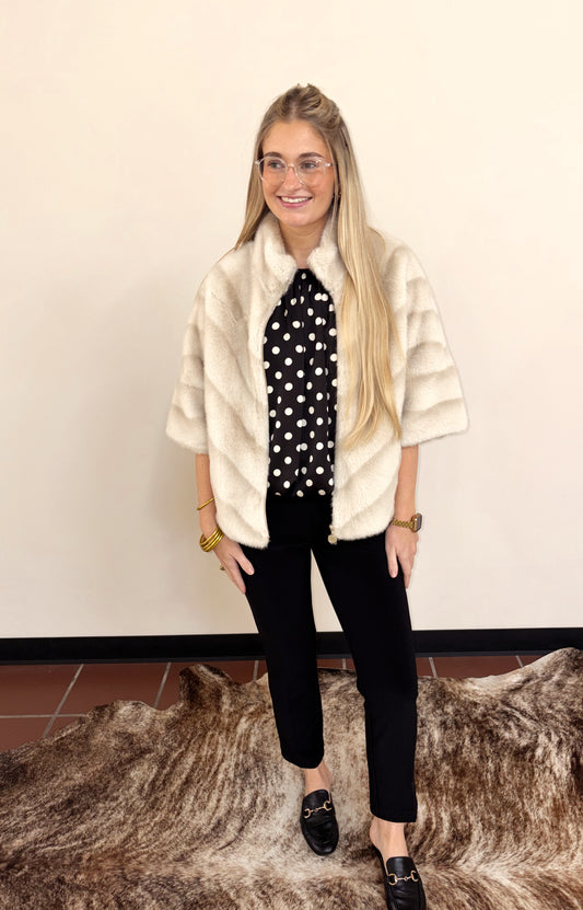 Beige Fur Jacket by Joseph Ribhoff