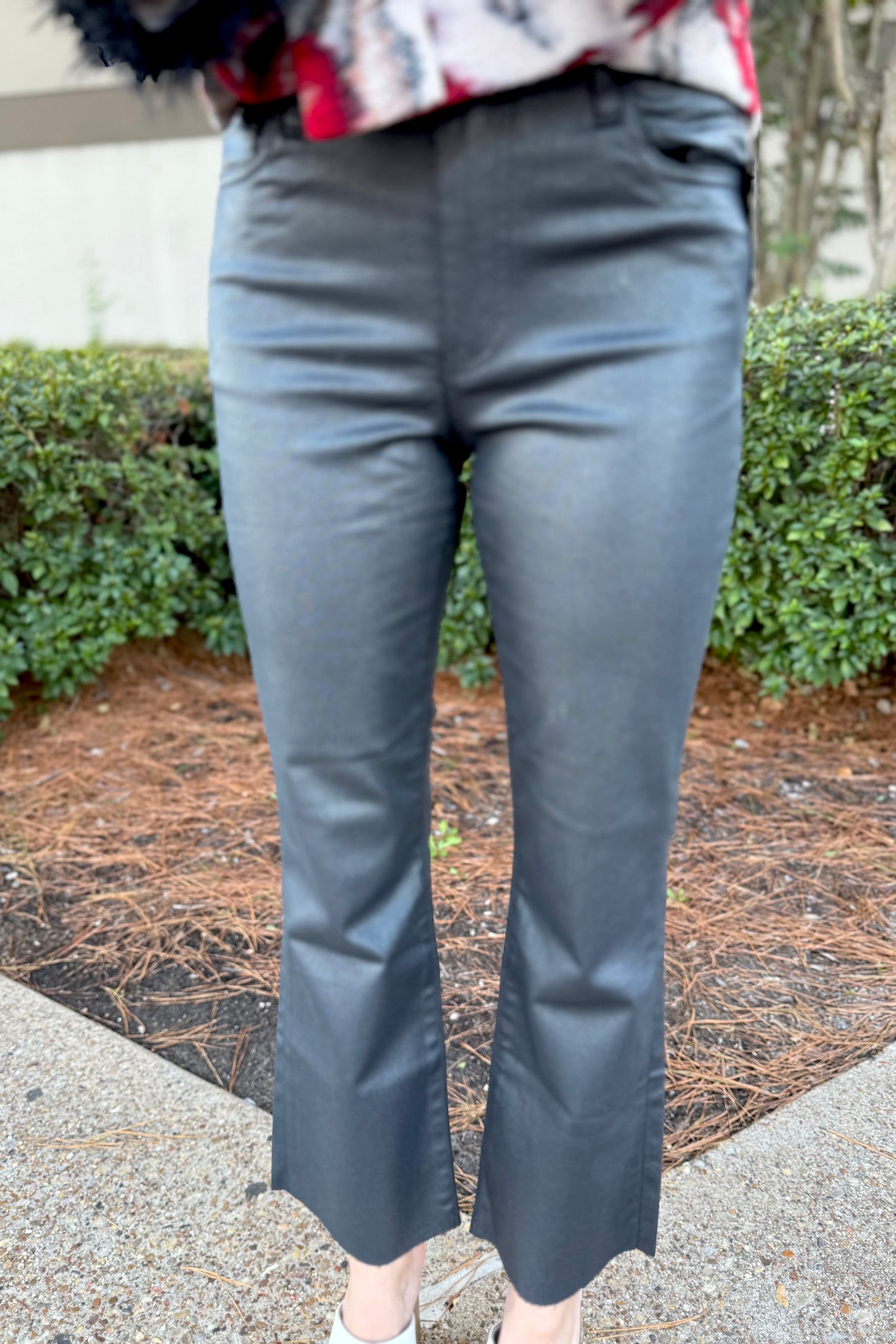 Dark Gray Coated High Rise Kelsey Ankle Flair Jean by Kut