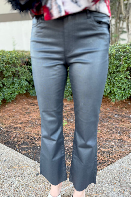 Dark Gray Coated High Rise Kelsey Ankle Flair Jean by Kut