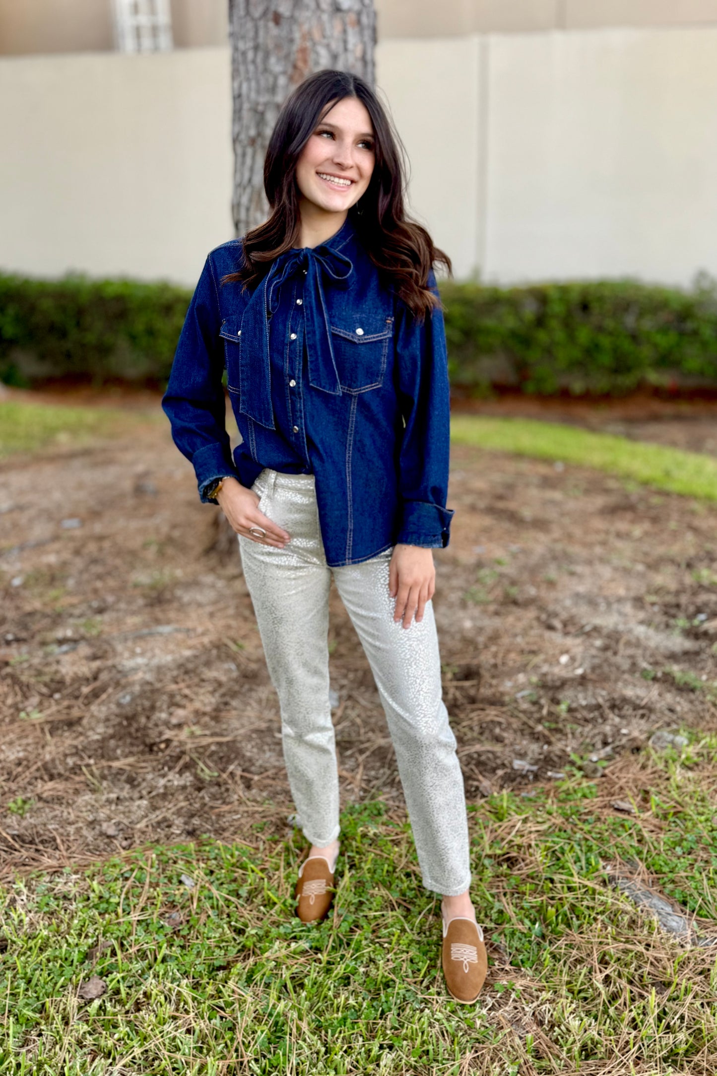 Cream/Silver High Rise Charlize Jean by Kut