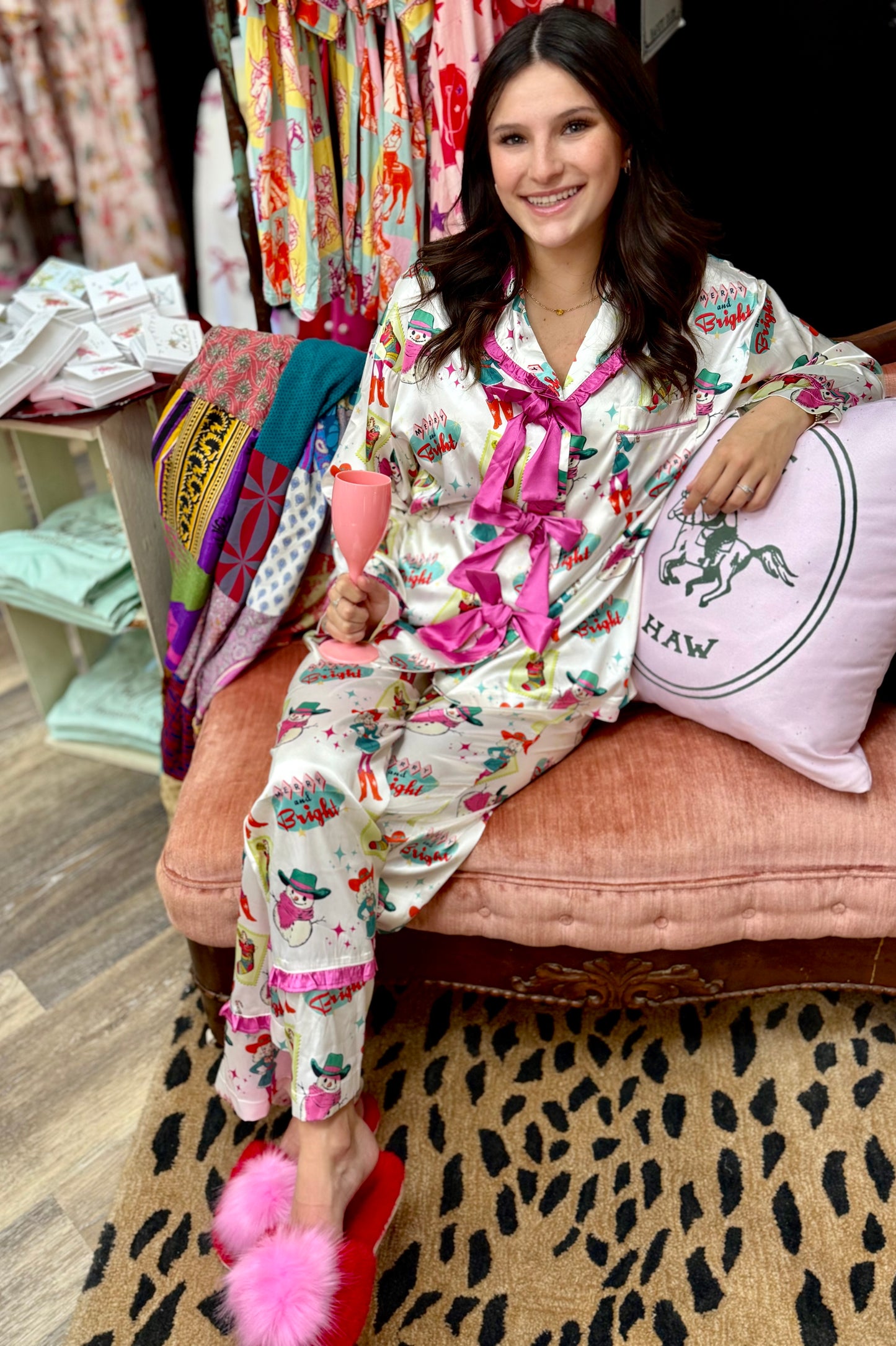 Howdy Hanny Cowgirl Christmas Pajama Set