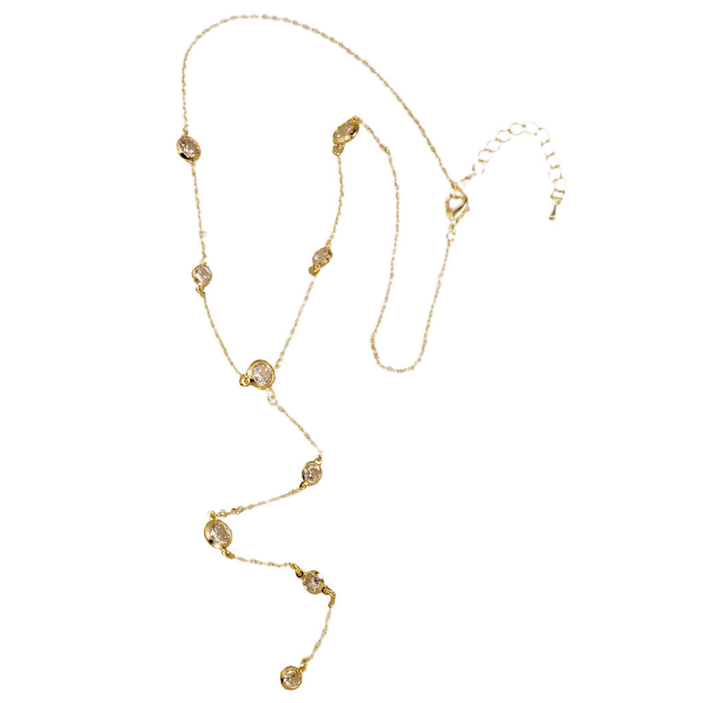 Gold CZ "Y" Necklace