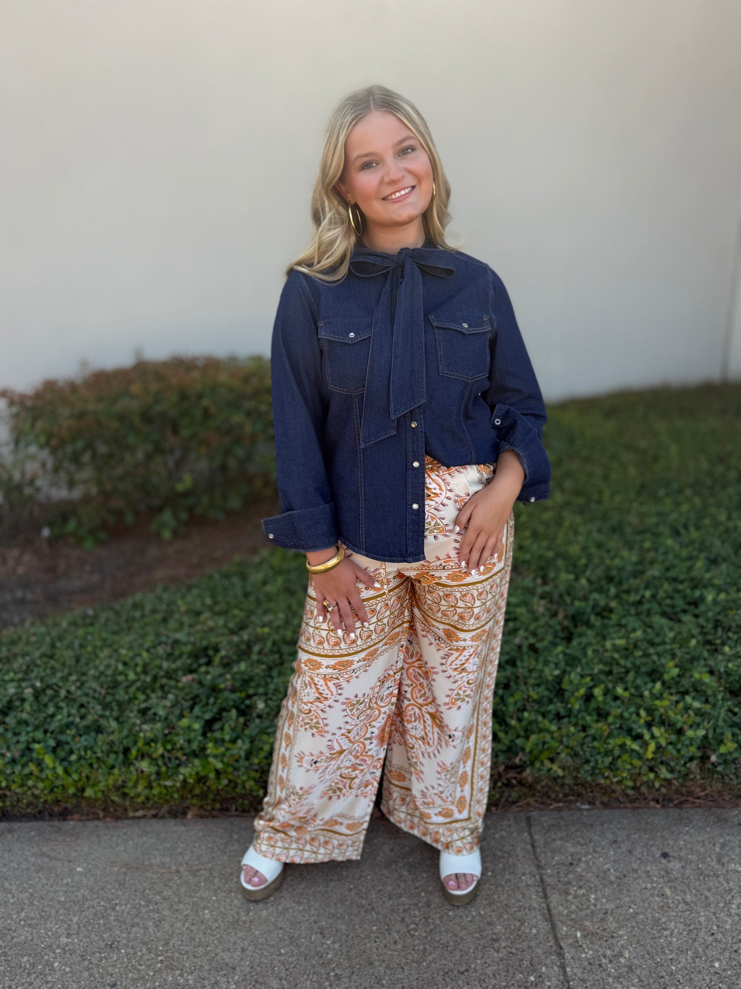 Bow Tie Dark Denim Top