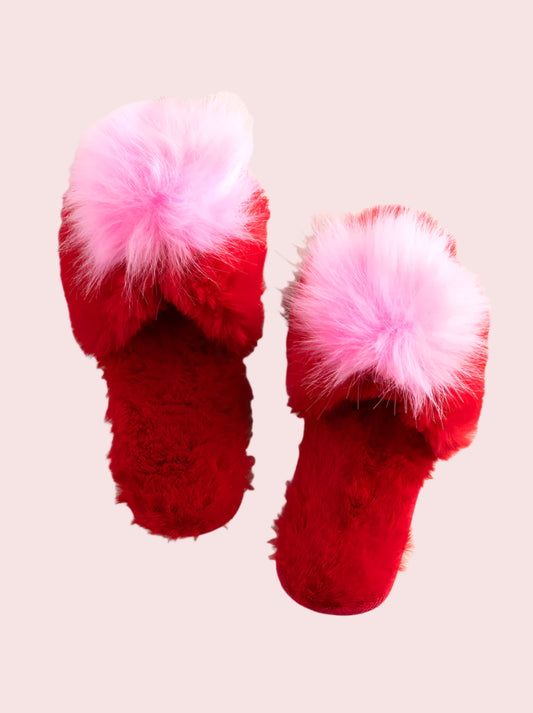 Amor Holiday Slippers, Red