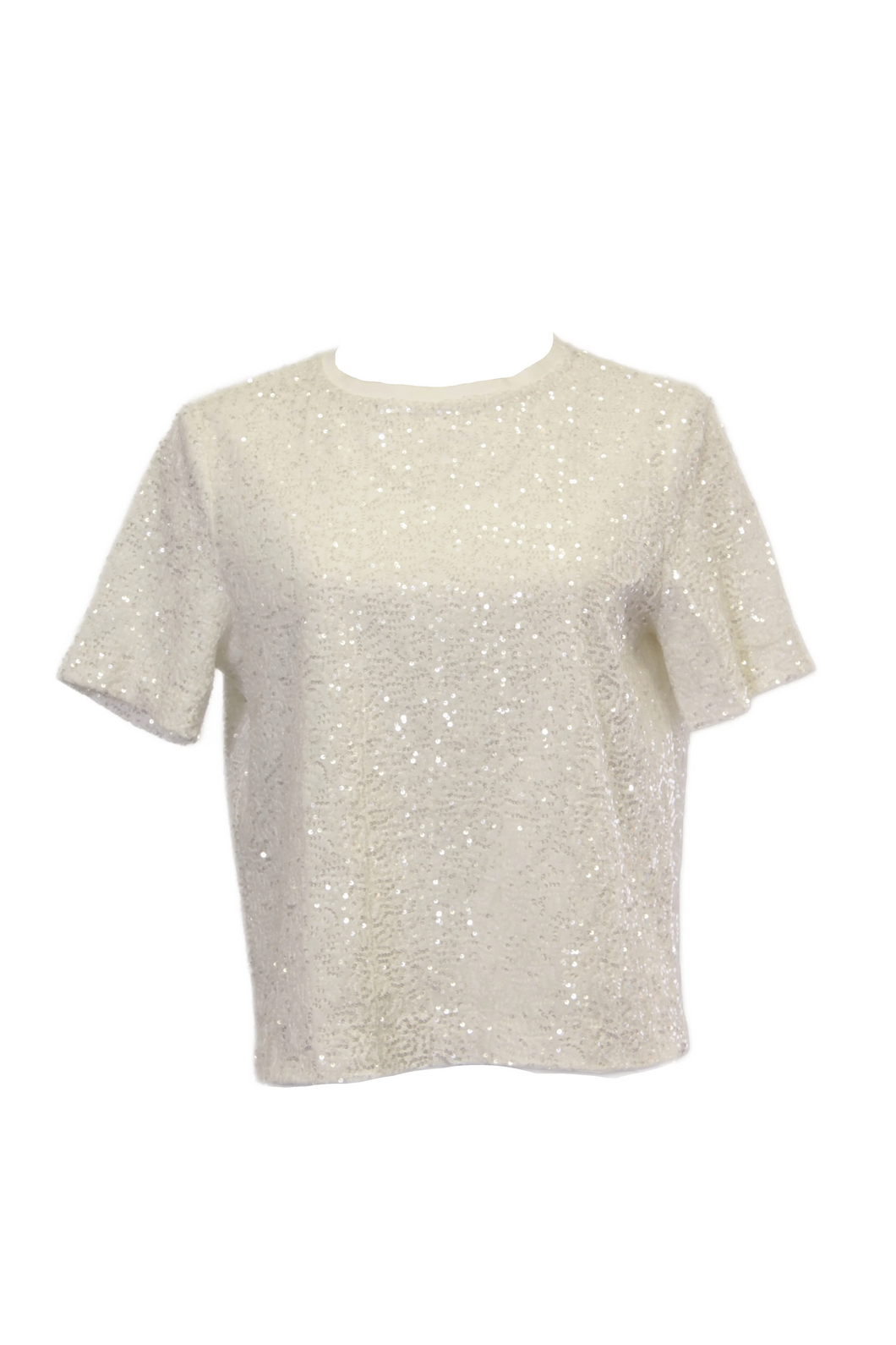 White Sequins Tee