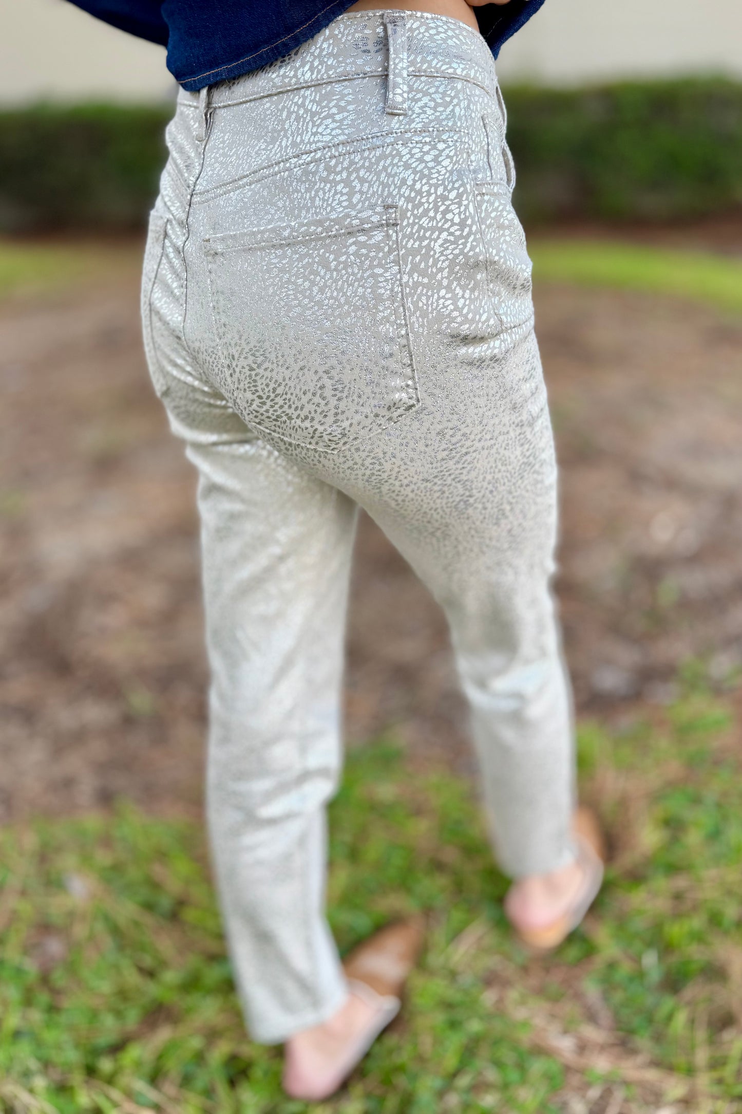 Cream/Silver High Rise Charlize Jean by Kut