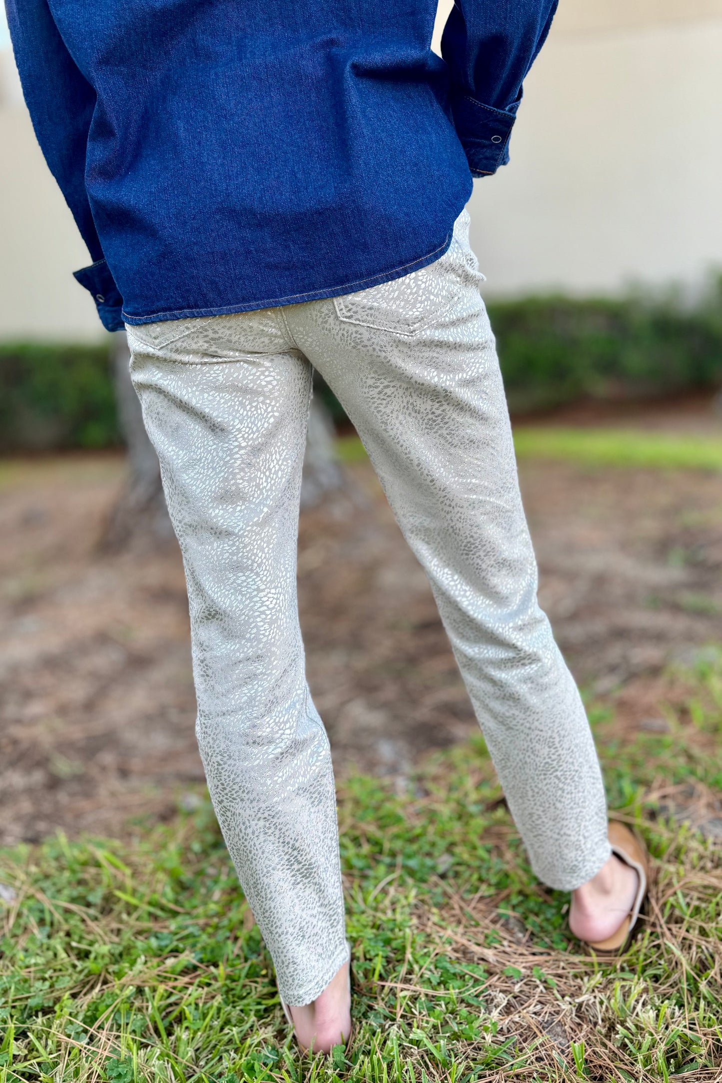 Cream/Silver High Rise Charlize Jean by Kut