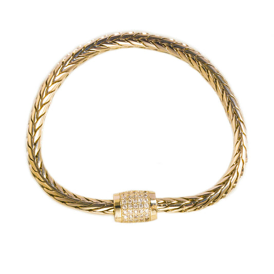 Gold Snake Bracelet with Pave Clasp