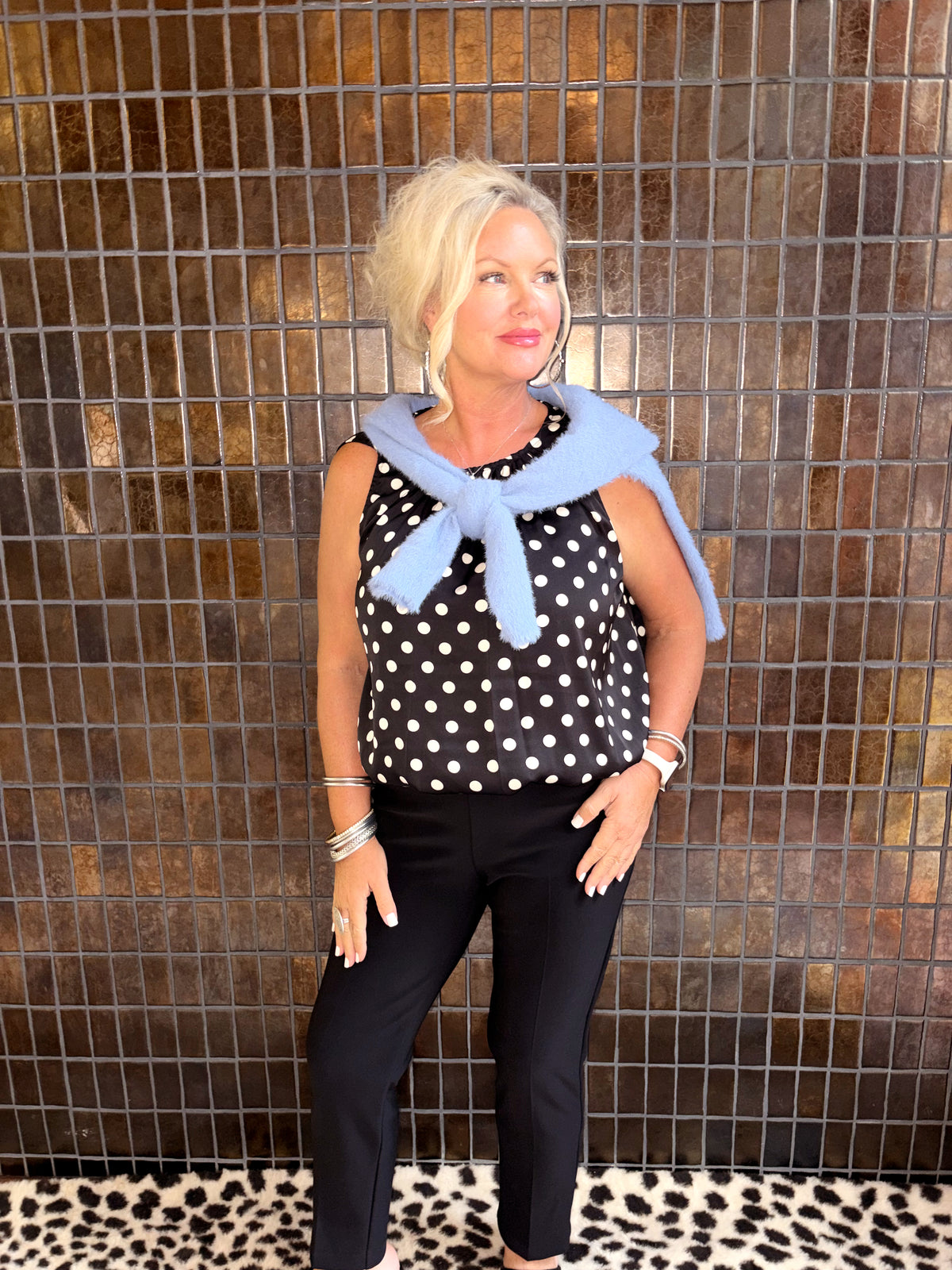 Polka Dot Sleeveless Blouse
