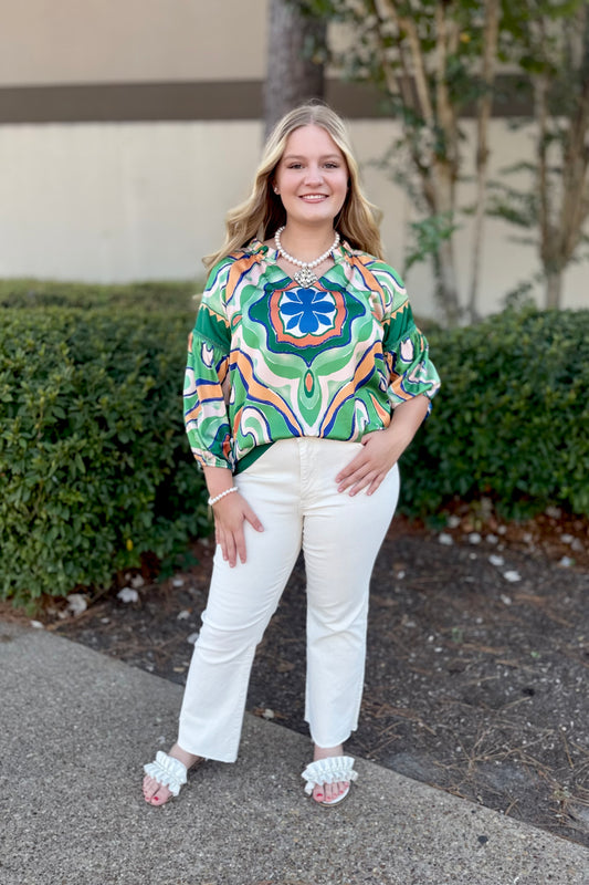 Moroccan Tile Peasant Top by Jade
