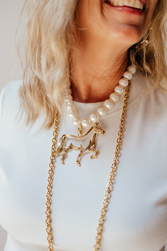 Pearl Horse Necklace