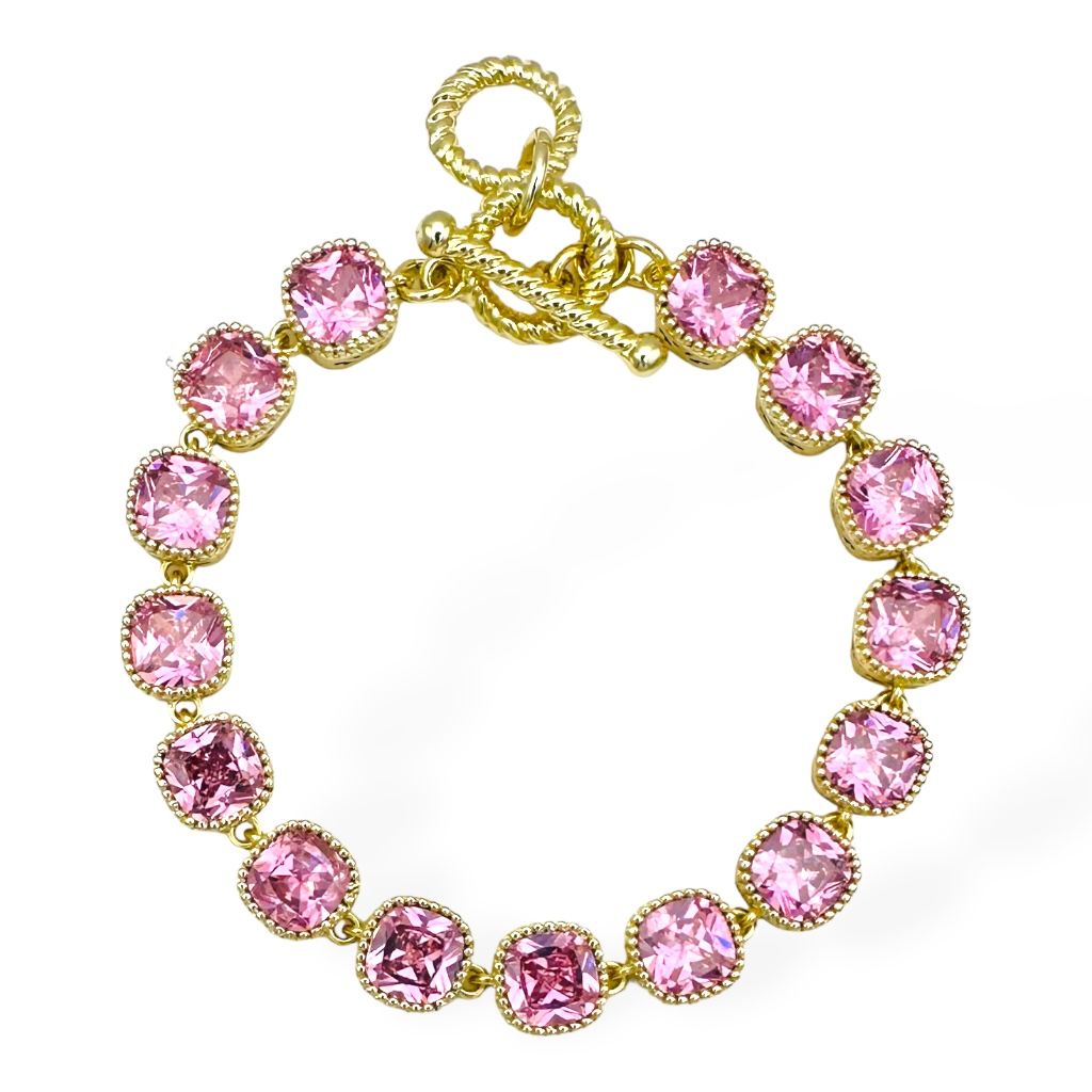 Gold Multi Pink Stone Bracelet