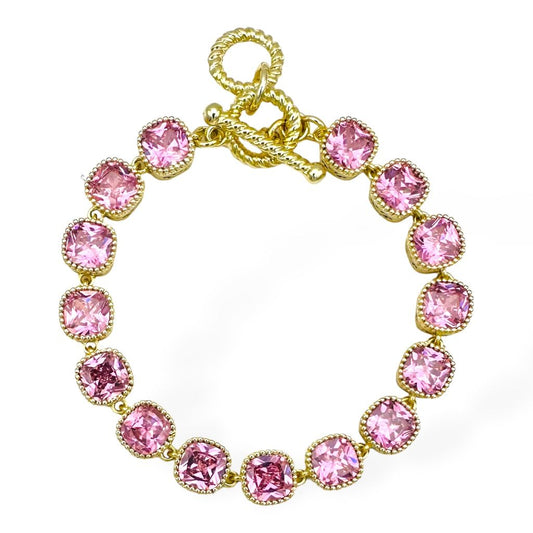 Gold Multi Pink Stone Bracelet
