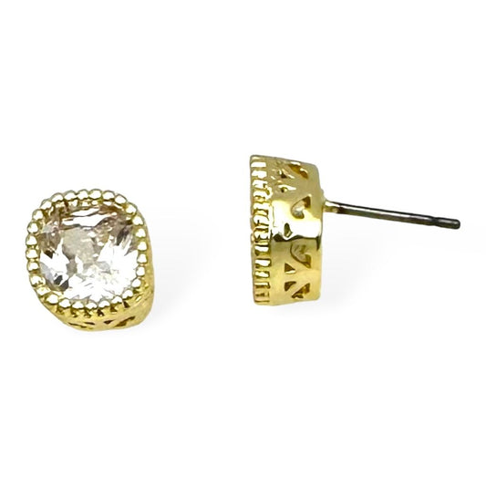 CZ Square Post Earring - Small