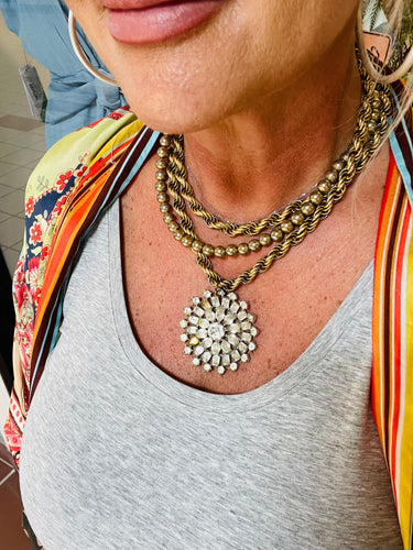 Vintage Multistrand Brooch Necklace