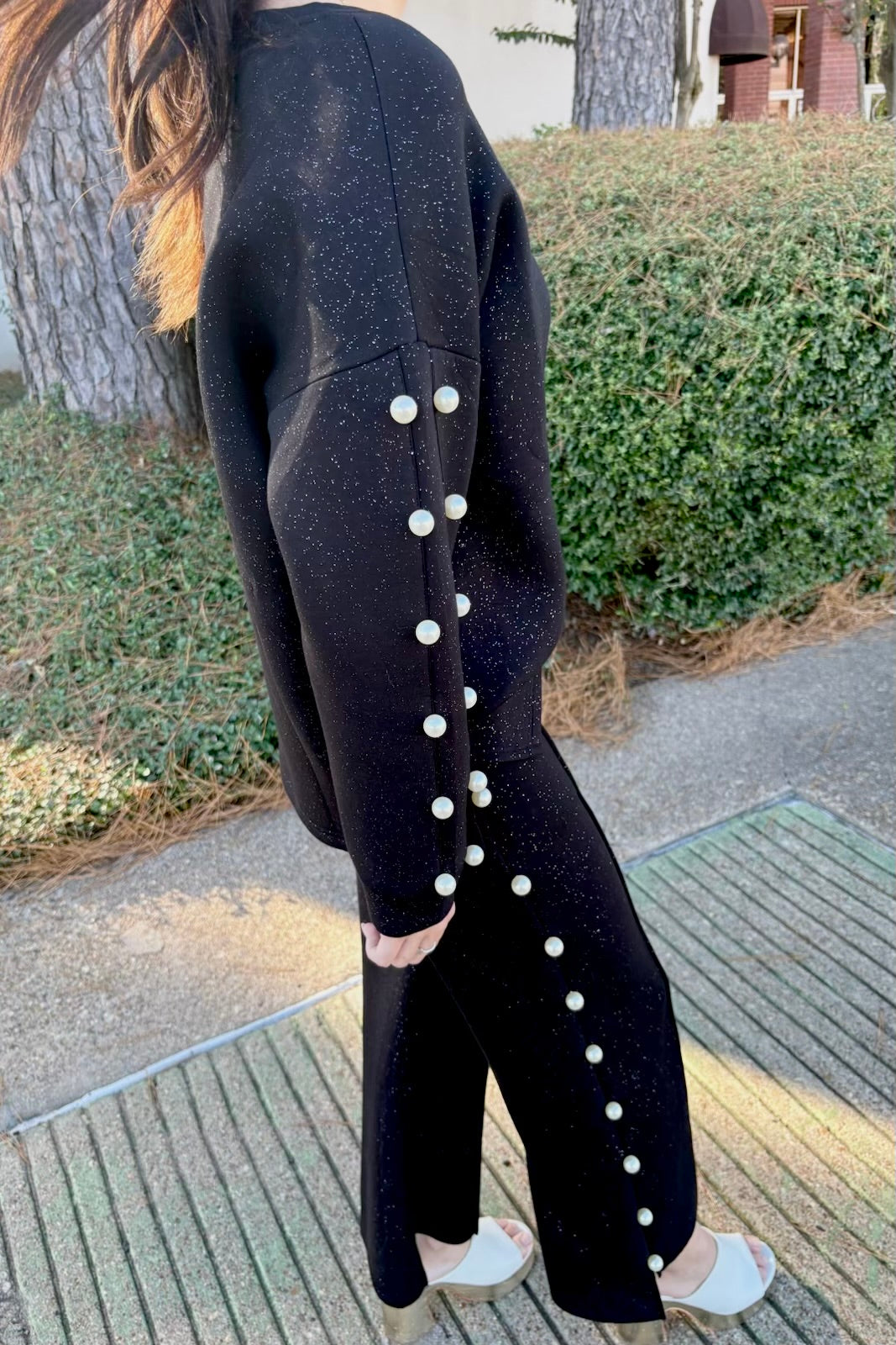 Katri French Scuba Pearl and Glitter Top