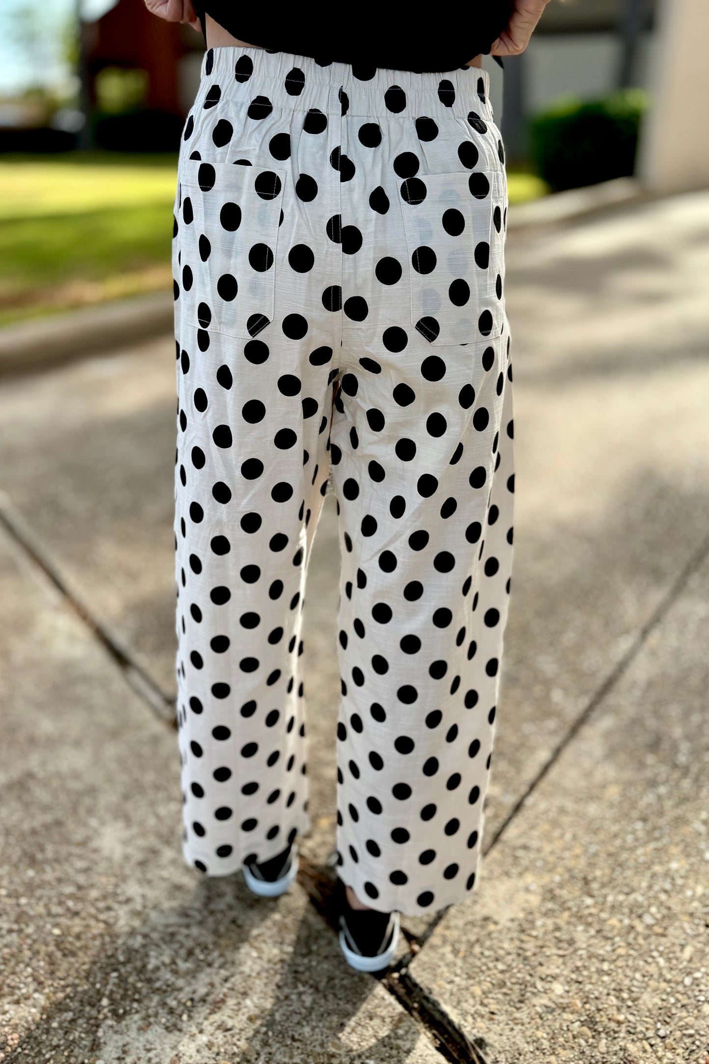 Black Polka Dot Print Pants by Jodifl