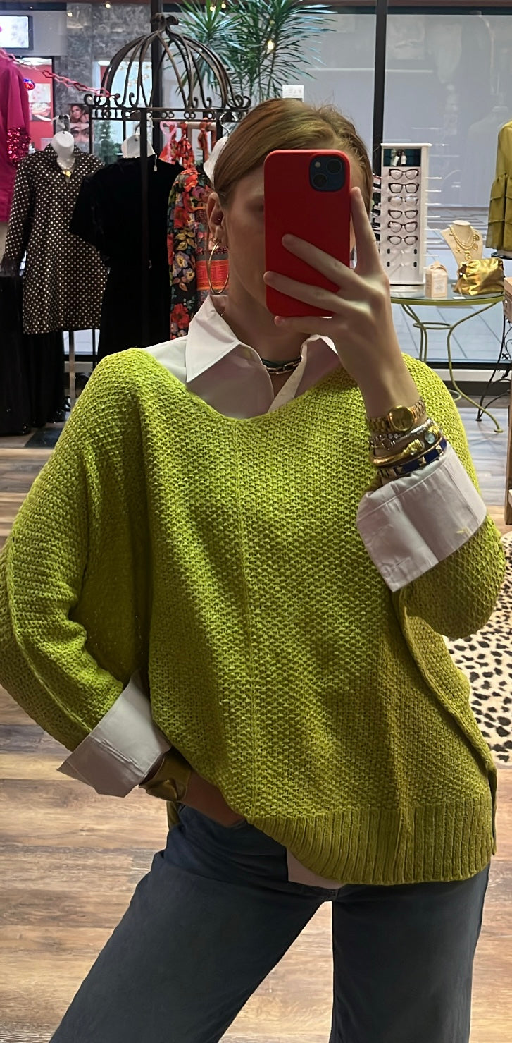 Light Knit LS Avocado Top