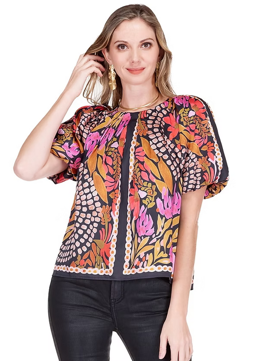 Paved Petals Puff Sleeve Top