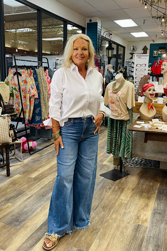 High Rise Ankle Wide Jean by Risen
