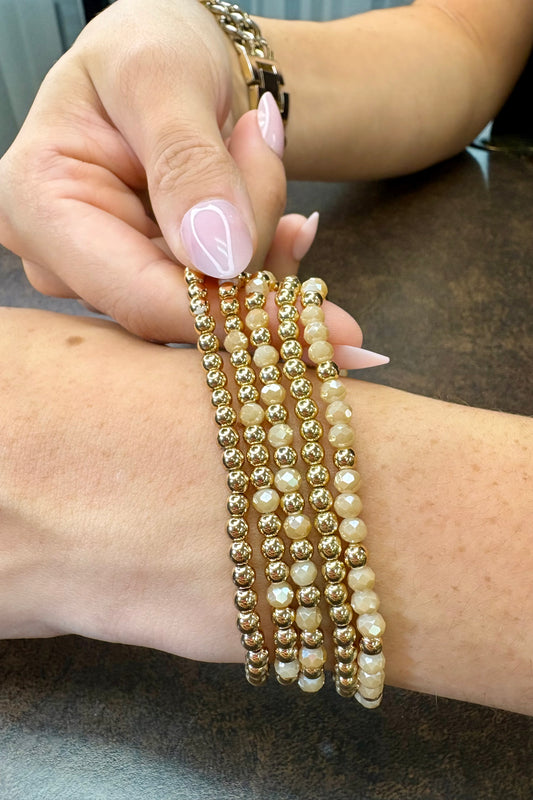 Gold Small Bead Bracelet Stack