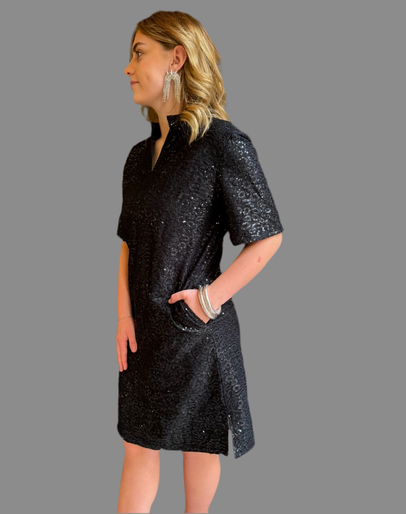 Layerz Lucy Dress Black Sequin