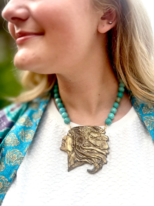 Made in the Deep South Turquoise Indian Head Dress