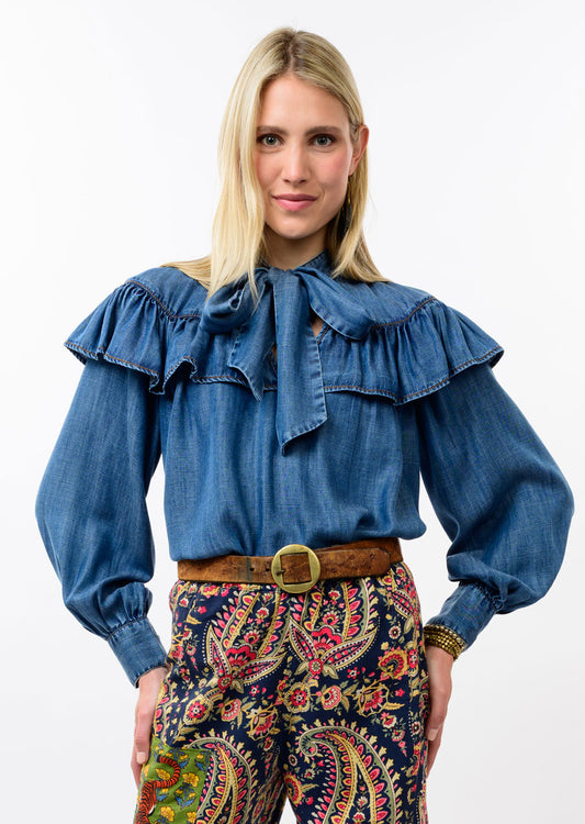 Denim Bow Top