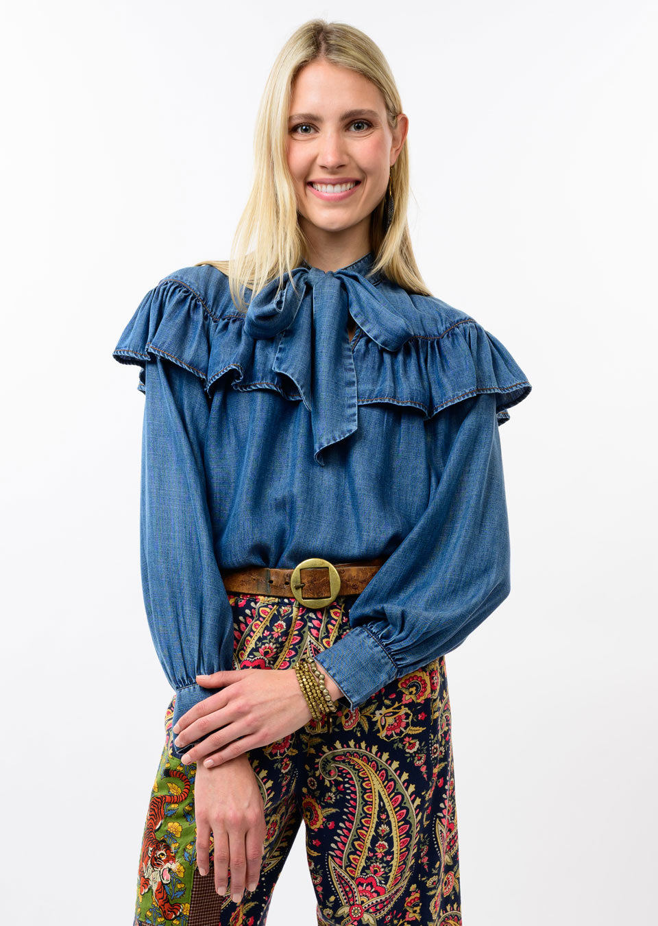 Denim Bow Top