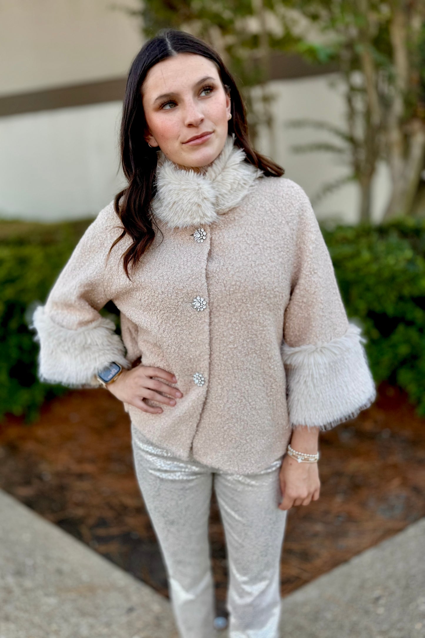Boucle Fur Trim Jacket