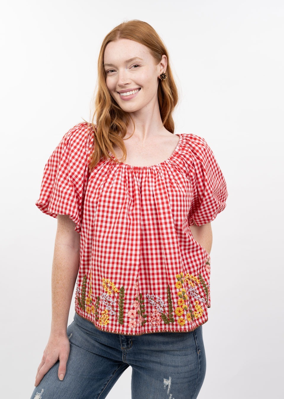 Gingham Floral Top by Ivy Jane