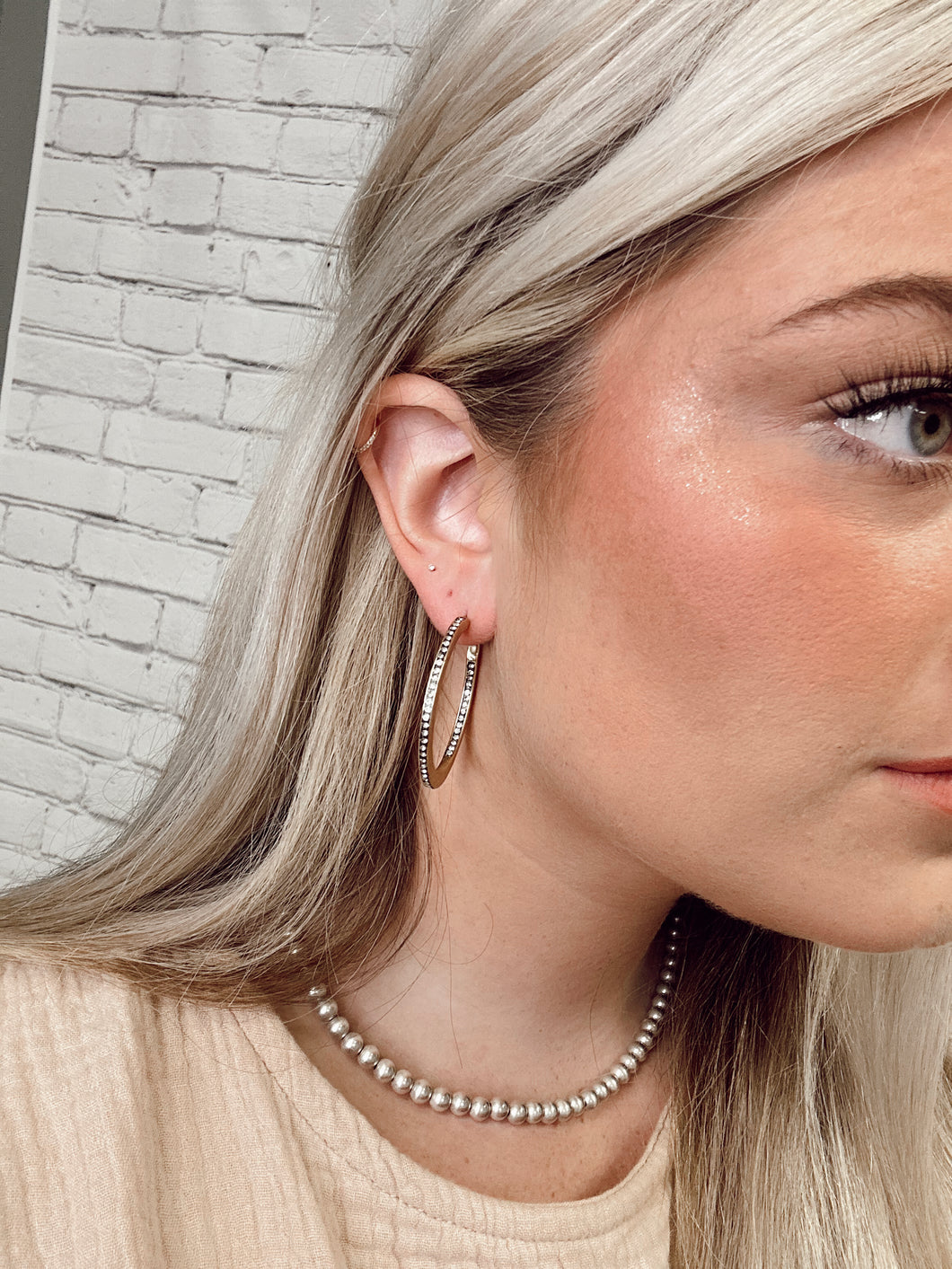 Gold Hoops with Stones CZ