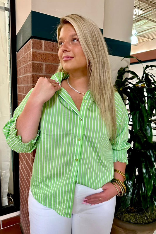 Green Stripe Blouse by Jade