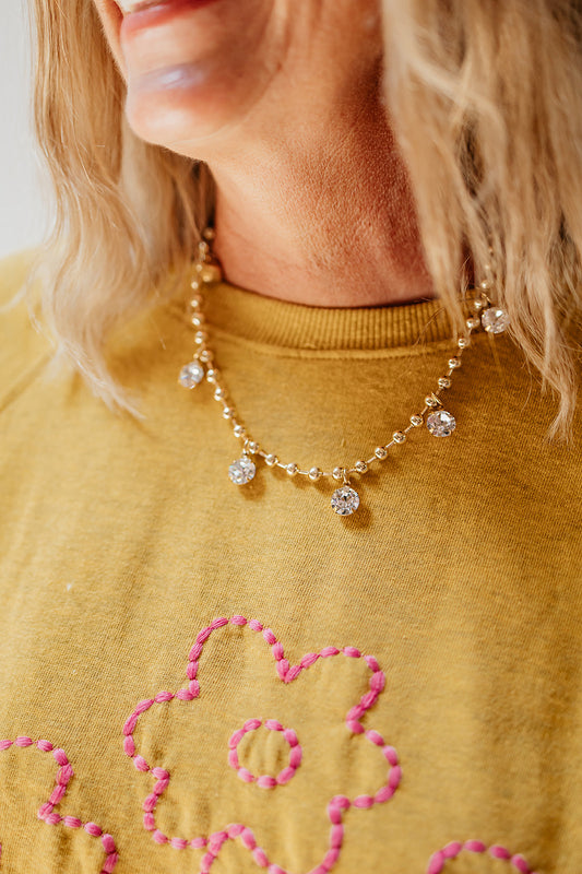 Gold Tone CZ Necklace by Yochi
