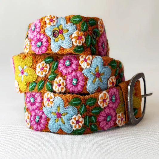 In The Garden Embroidered Wool Belt