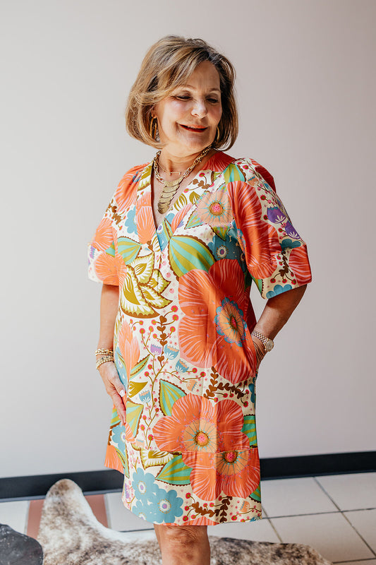 Bold Floral Shift Dress by Uncle Frank