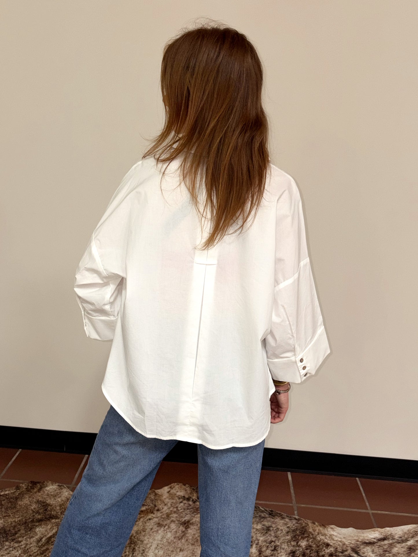 White Pleated Button Down Top