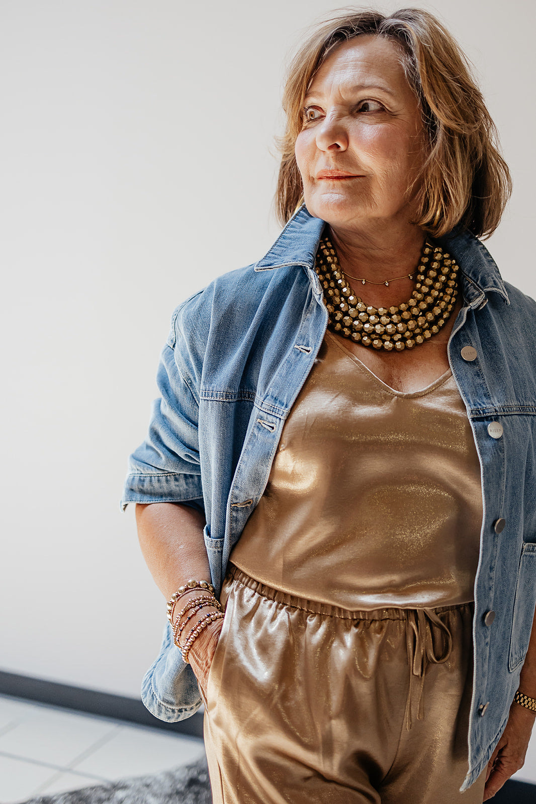 Gold Metallic Tank and Pants Set