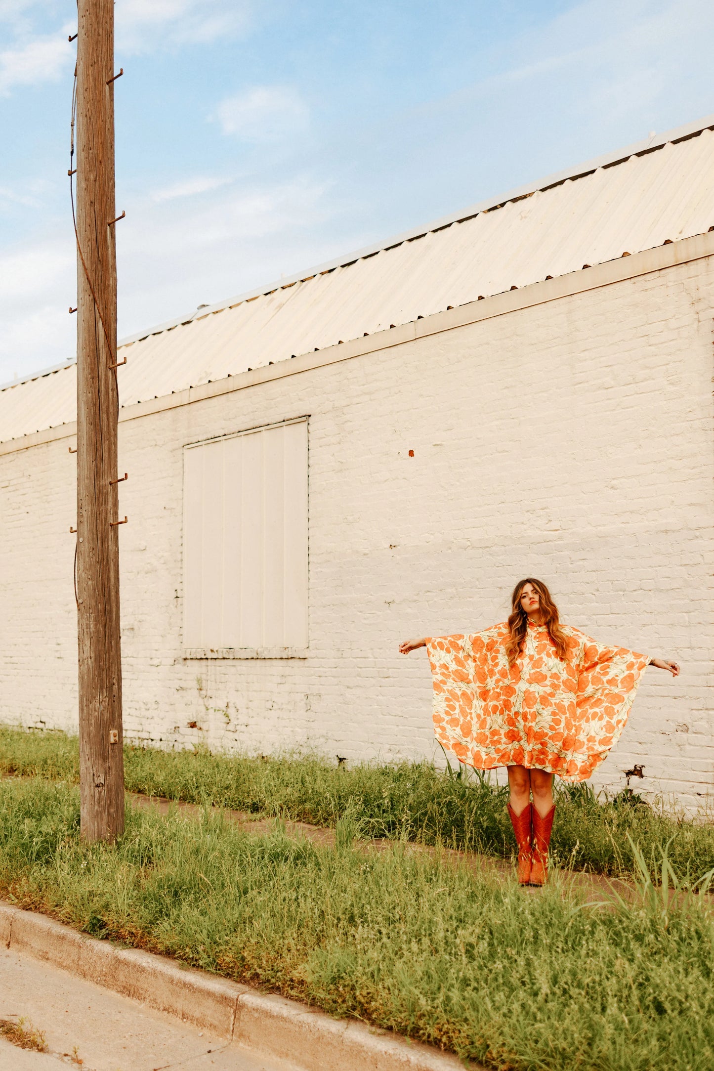Bright Coral Lotus Print Kaftan (Yellow Background)