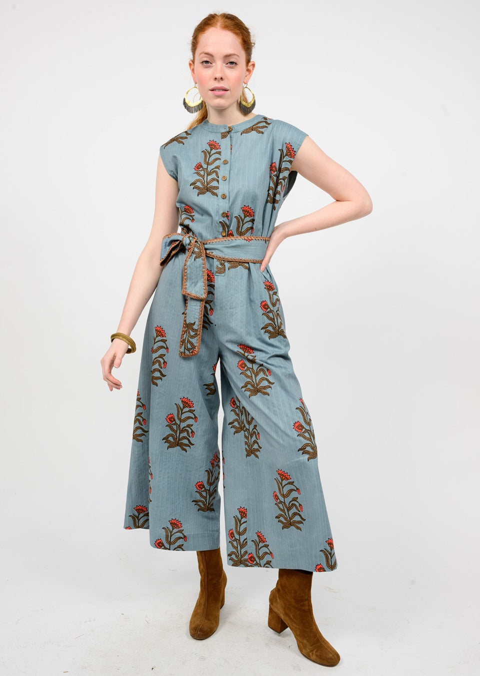 Floral Block Print Jumpsuit- Uncle Frank