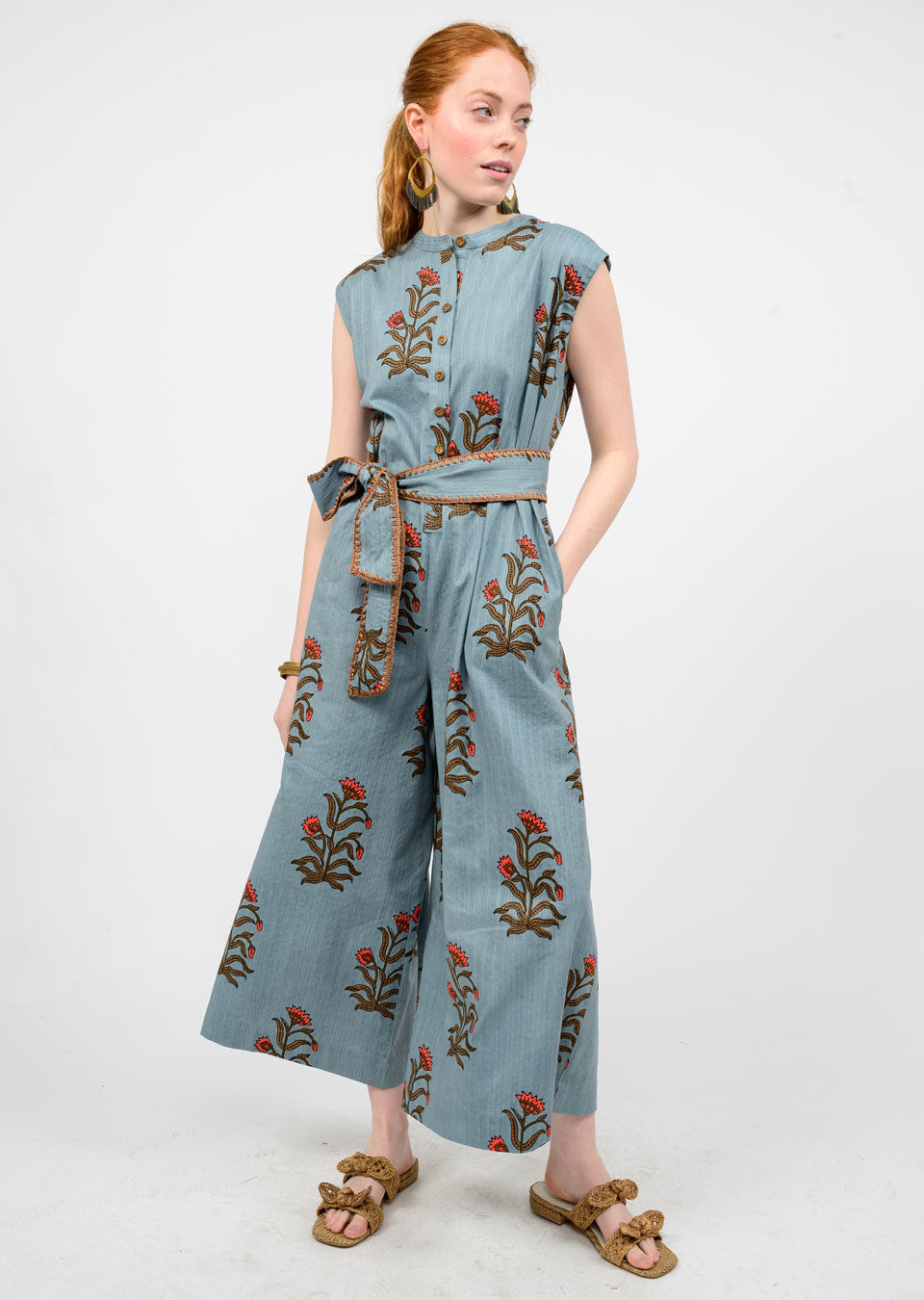 Floral Block Print Jumpsuit- Uncle Frank