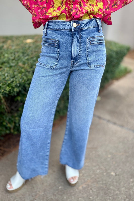 Meg High Rise Wide Leg Patch Pocket by Kut