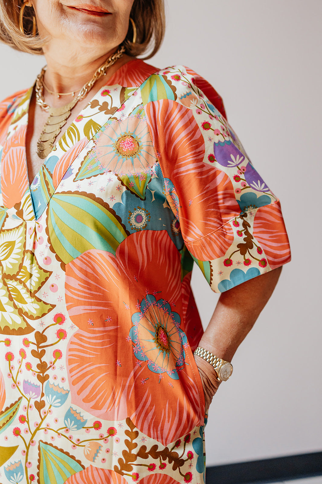 Bold Floral Shift Dress by Uncle Frank