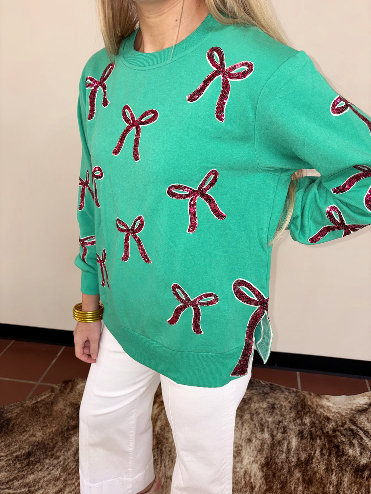 Lakelyn Bow Slits Sweatshirt by Mary Square