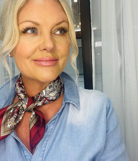 20" Paisley Cherry Honey Silk Scarf
