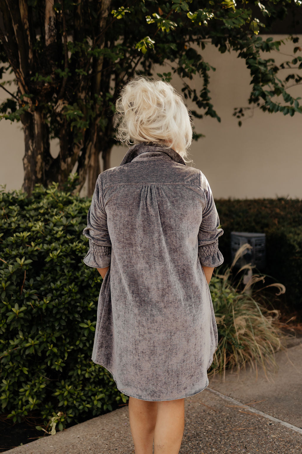 BoHo Chic Charcoal Velvet Shirt Dress