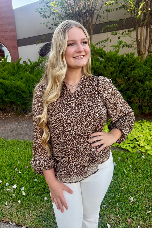 Cheetah Print with Metallic Gold Blouse