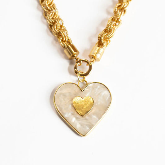 Pearl Heart Statement Charm