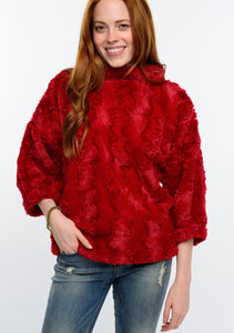 Poof Sleeve Faux Fur Popover Top