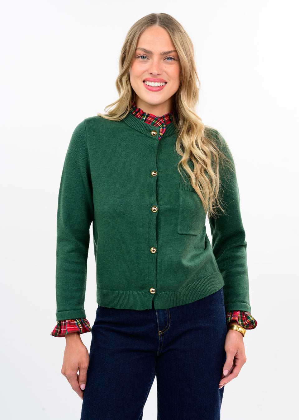 Plaid Ruffle Cardigan by Ivy Jane